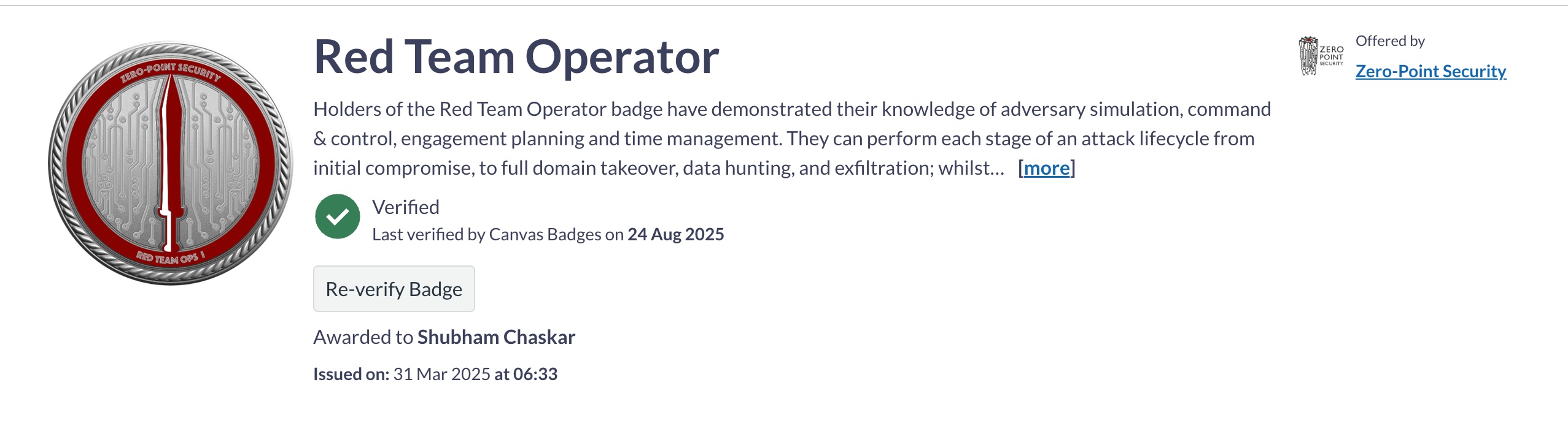 Red Team Operator — Zero Point Security